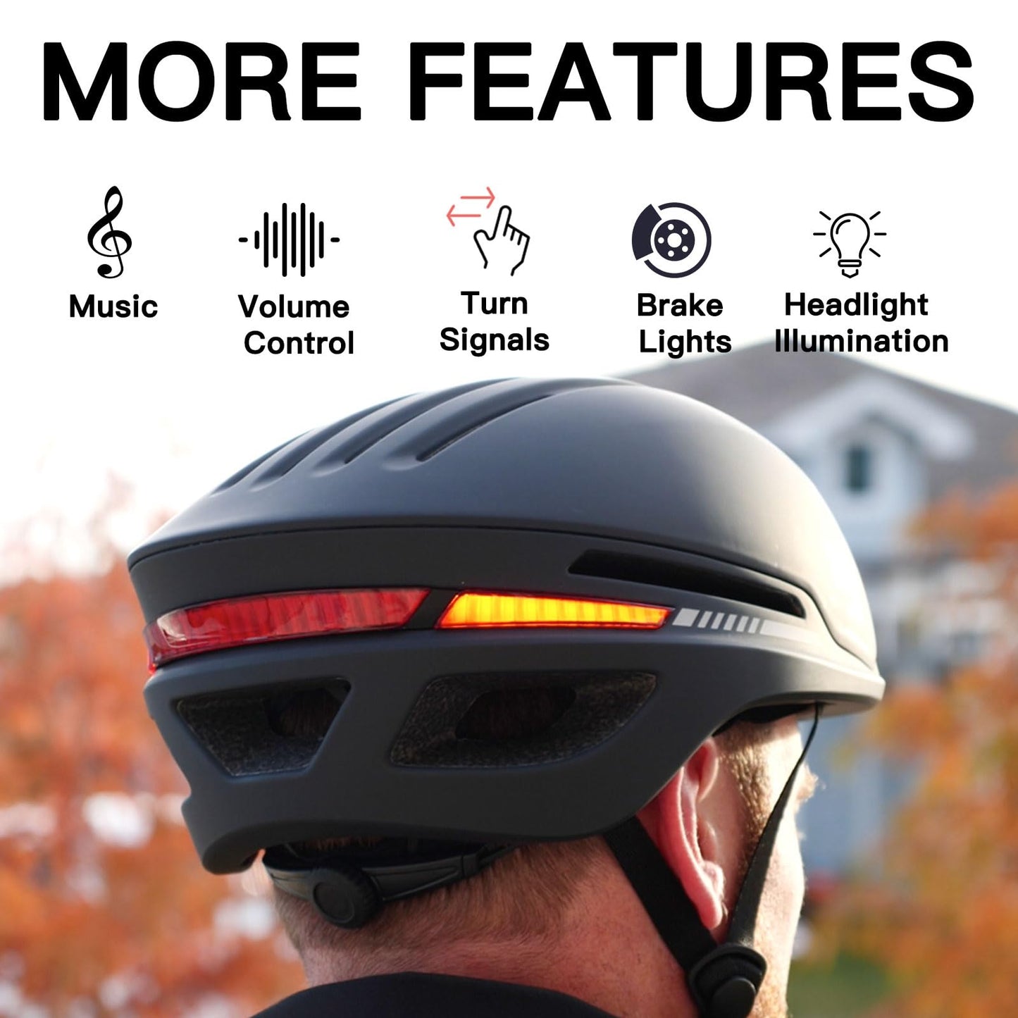 ASIEVIE Bike Helmet with Bluetooth, Smart Bike Helmet for Adults Men Women with Built-in Speakers, Auto Brake Blinker, Front and Rear LED Turn Signals Remote Control, Smart Cycling Helmet.(Black, M/L)