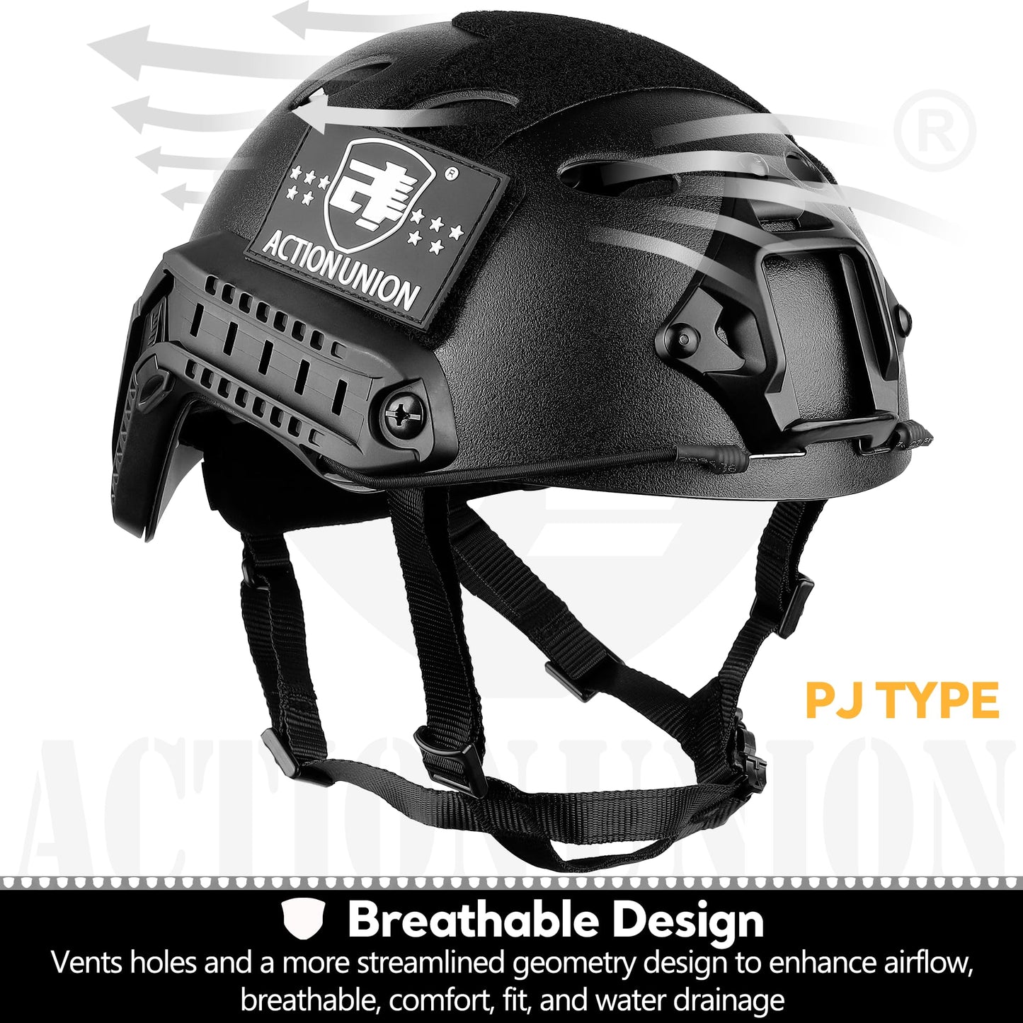 ACTIONUNION Airsoft Helmet Basic Set PJ Type Tactical Paintball Helmet (Medium, Tan)