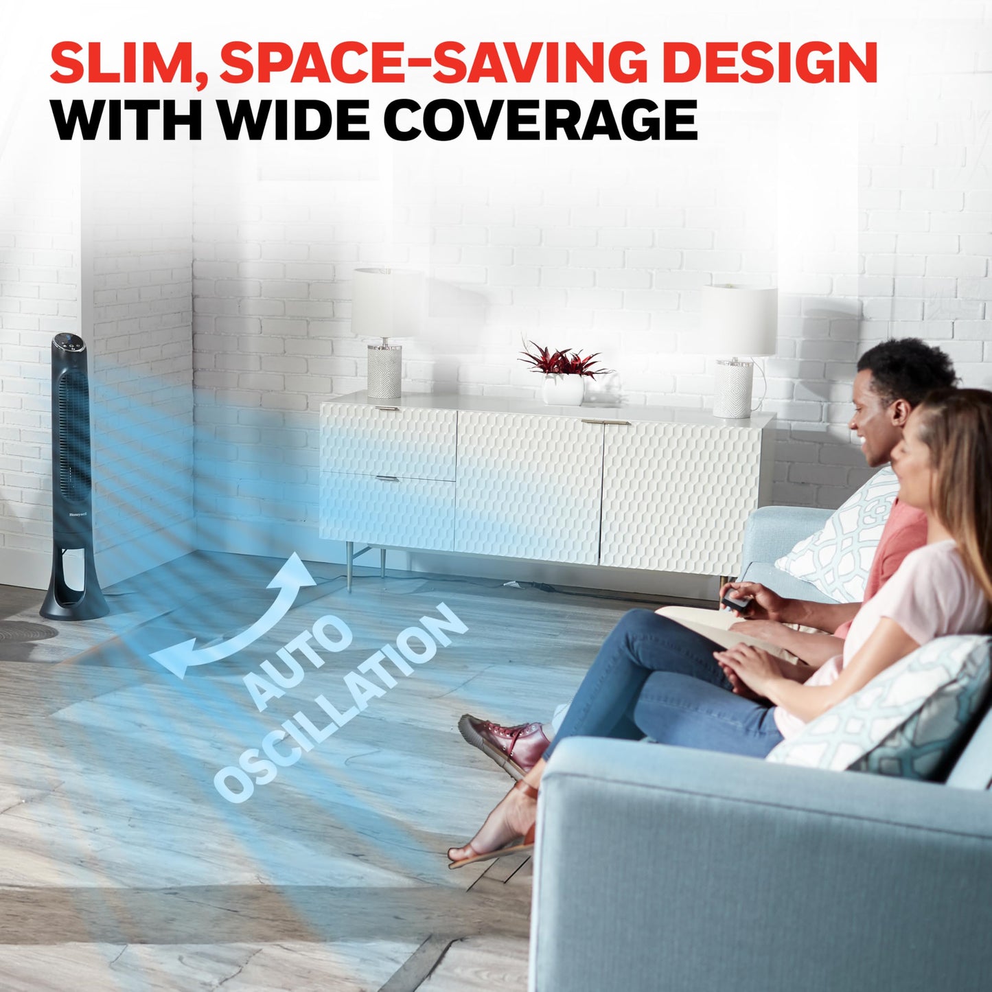 Honeywell QuietSet Whole Room Tower Fan-Black, Oscillating Tower Fan with Remote, HYF290B