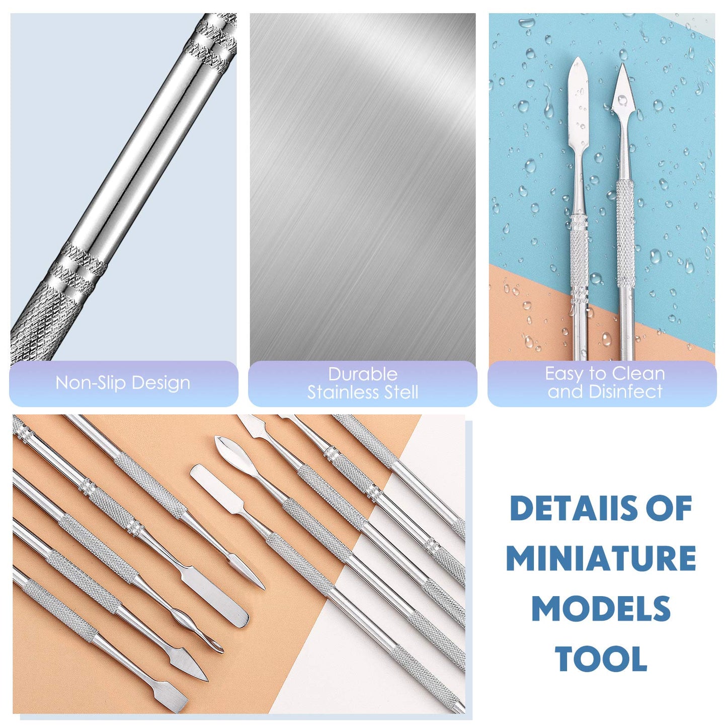Honoson 5 Pcs Miniature Sculpting Tools Set Mini Stainless Steel Double-Headed Tool for Model and Convert Plastic, Resin and Metal Tabletop War Game Miniatures Models