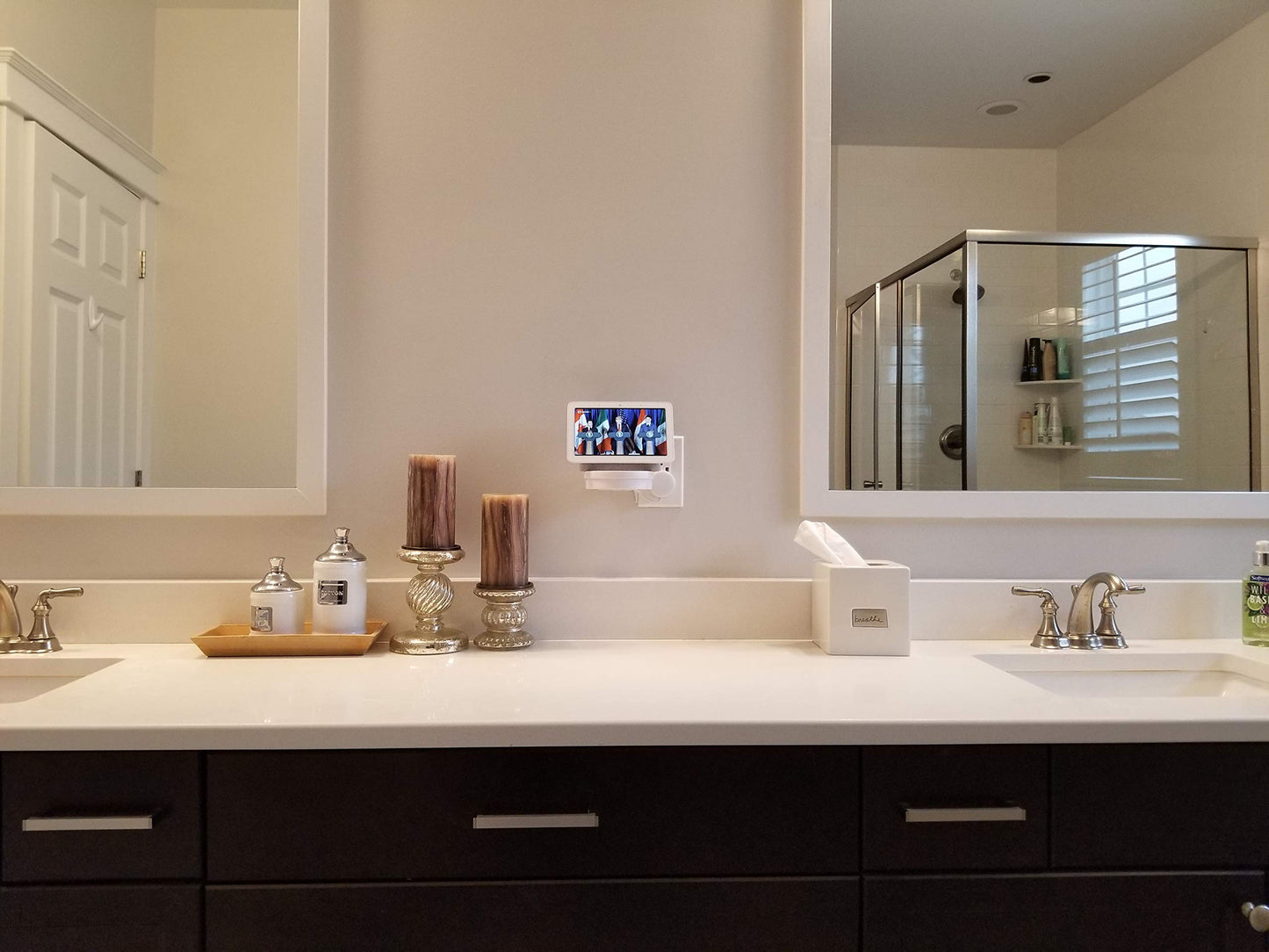 The Easy Outlet Shelf by Mount Genie - Works With All Outlets - 60 Second Install - Hidden Cord Cable Storage - Perfect Google Home Mount, Nest Wifi Mount, for Cameras, Voice Assistants, and More