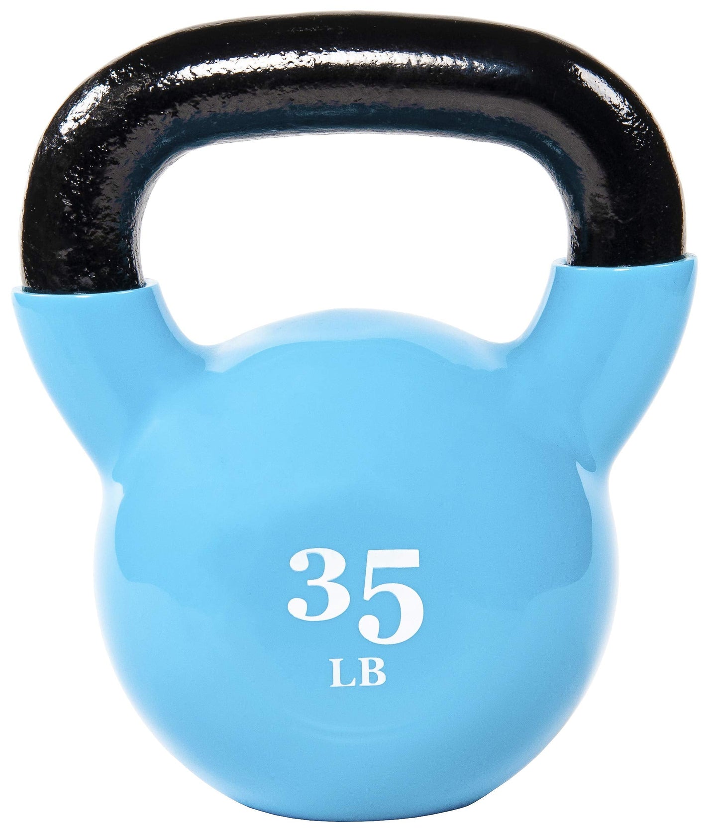 Signature Fitness All-Purpose Color Vinyl Coated Solid Cast Iron Kettlebell Weight, 35lbs