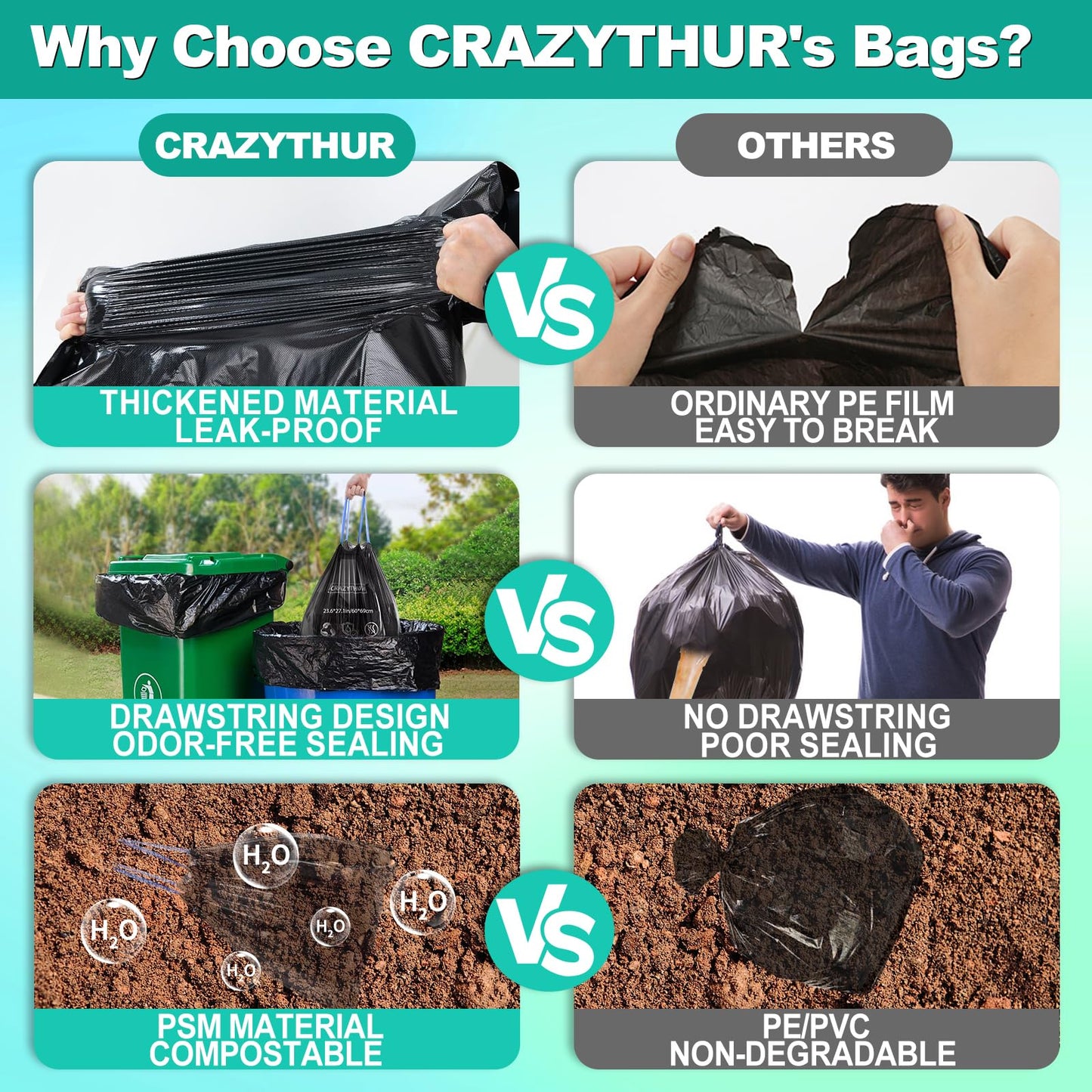 CRAZYTHUR 29PCS Portable Toilet Bags with 25PCS for Poo Powder Set, 8.5 Gallon Camping Toilet Bag Portable Toilets Absorbent Power, Camping Potty Bags for Outdoor Hiking Emergency Toilets