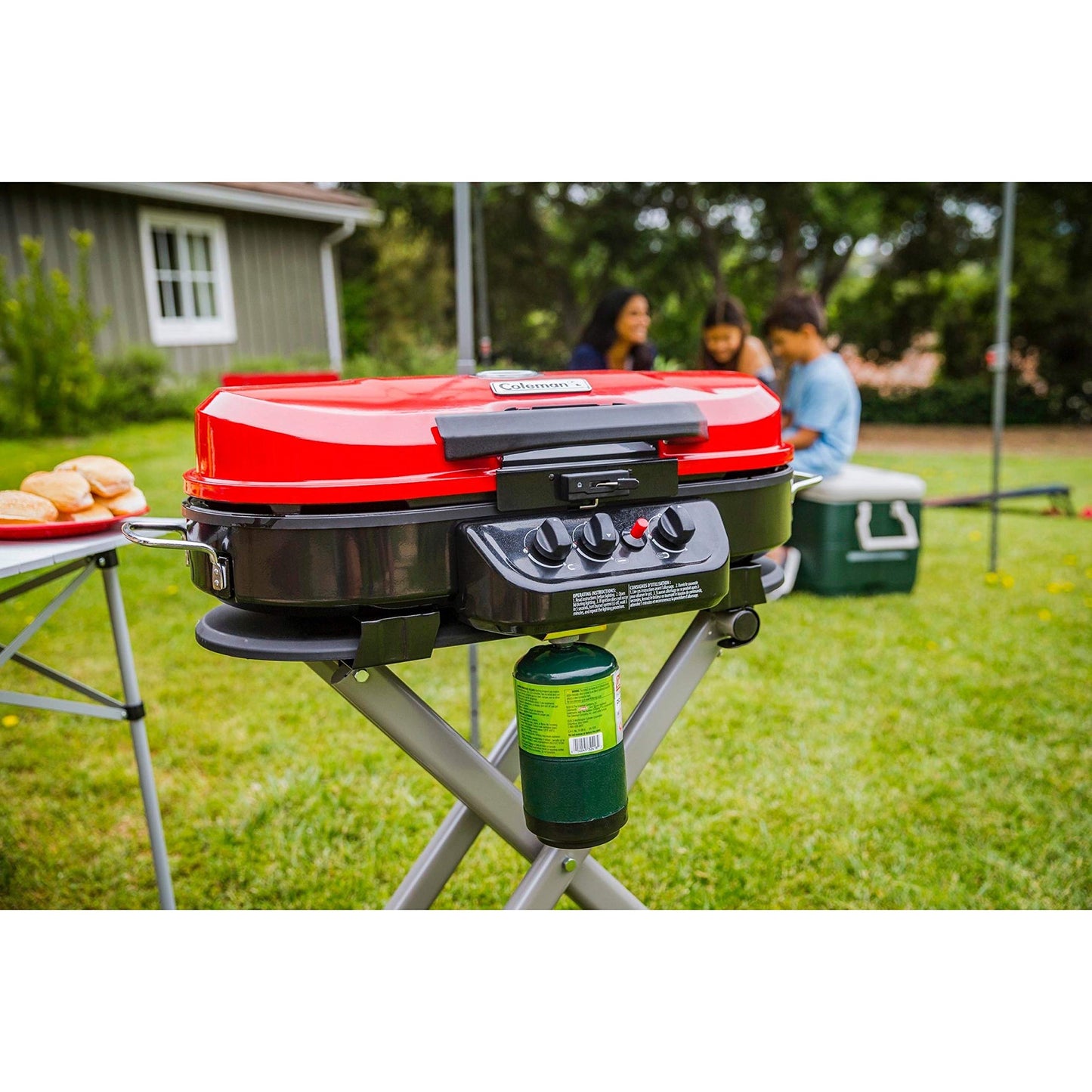 Coleman RoadTrip 285 Portable Stand-Up Propane Grill with 3 Adjustable Burners & Instastart Ignition, 20,000 BTUs of Power for Outdoor Cooking, Camping, Tailgating, Grilling, BBQs, & More