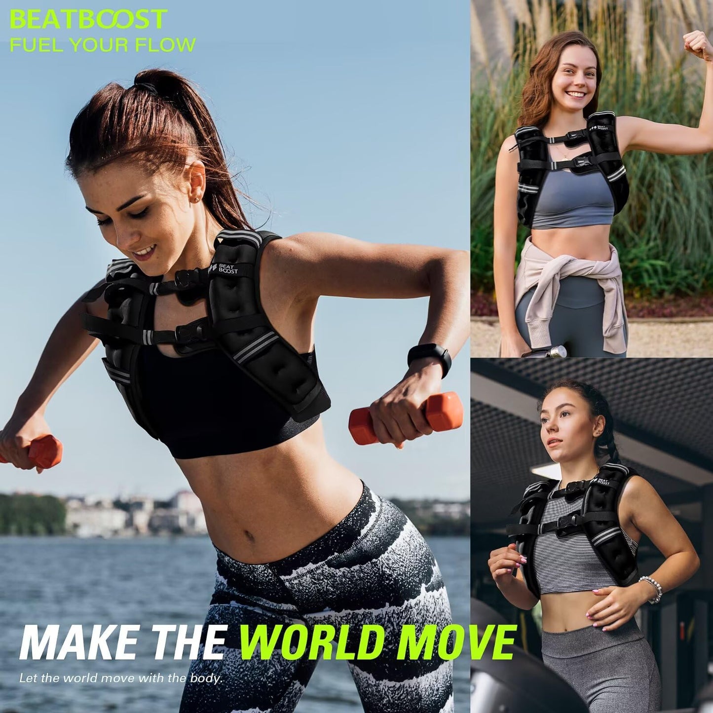 Weighted Vest Woman BeatBoost 25 lb Weight Vest with Ironsand for Walking Strength Training Running Workout Black