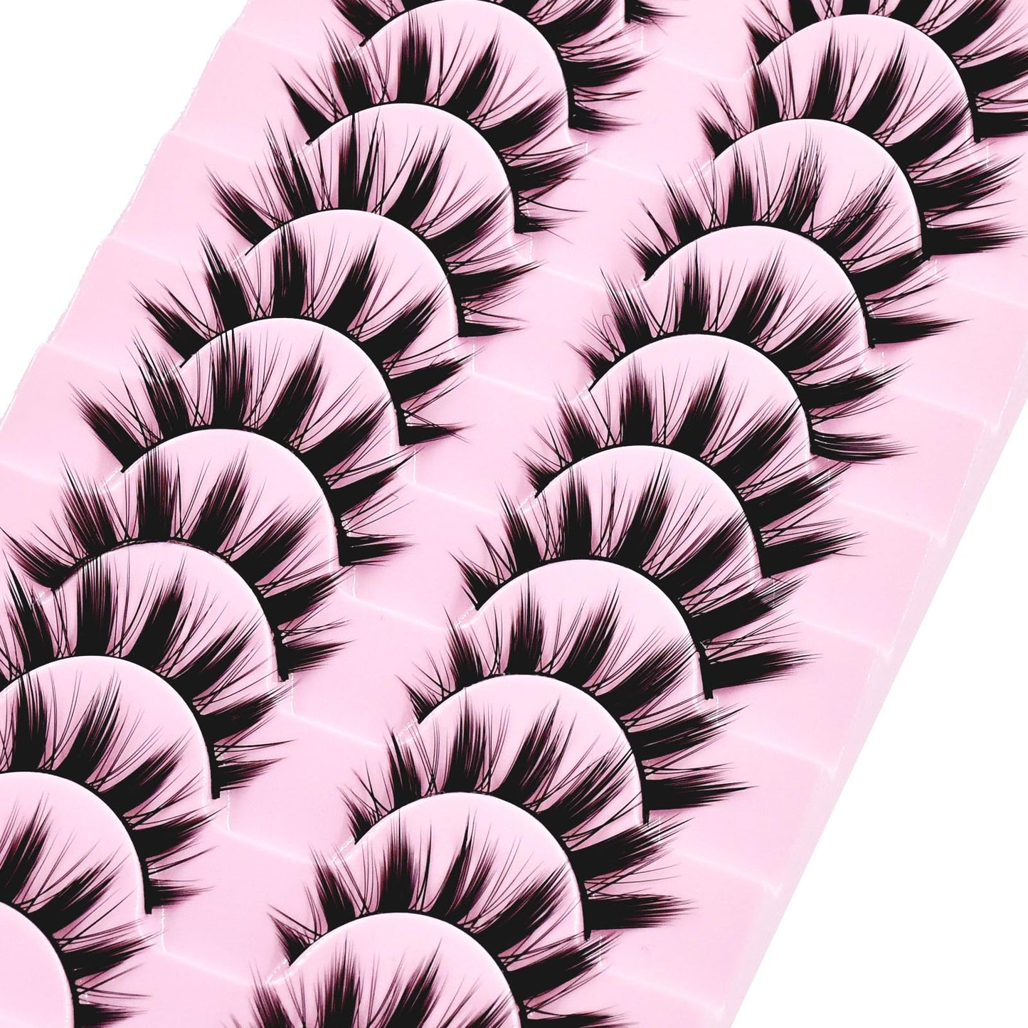 10 Pairs Manga Lashes Anime Cosplay Lashes Spiky Manga Style Lashes Janpanese 16mm Extension Natural Manhua Doll Eye Lashes Halloween/Party Makeup Look by AUGENLI (A3)