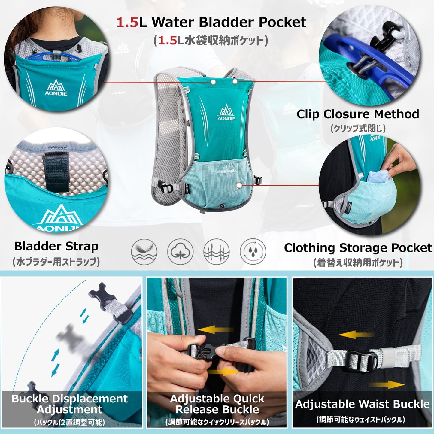 Azarxis Hydration Running Vest Backpack Pack 5L for Women and Men Jogging Trail Race Marathon Cycling Hiking (Black with 1.5L Water Bladder)