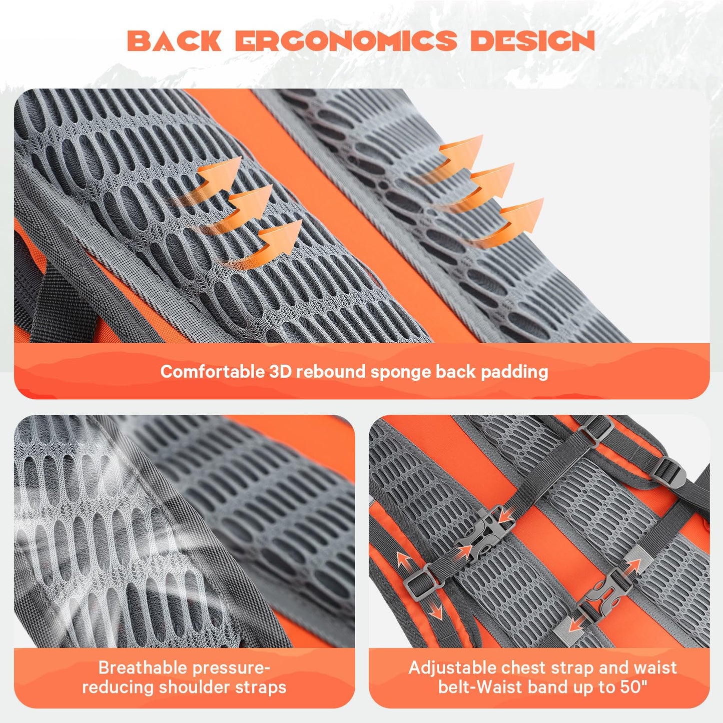 Maelstrom Hydration Hiking Backpack with 2L/3L Water Bladder, High Flow Bite Valve Camping Daypack Lightweight (2.Orange, 2L Bladder)