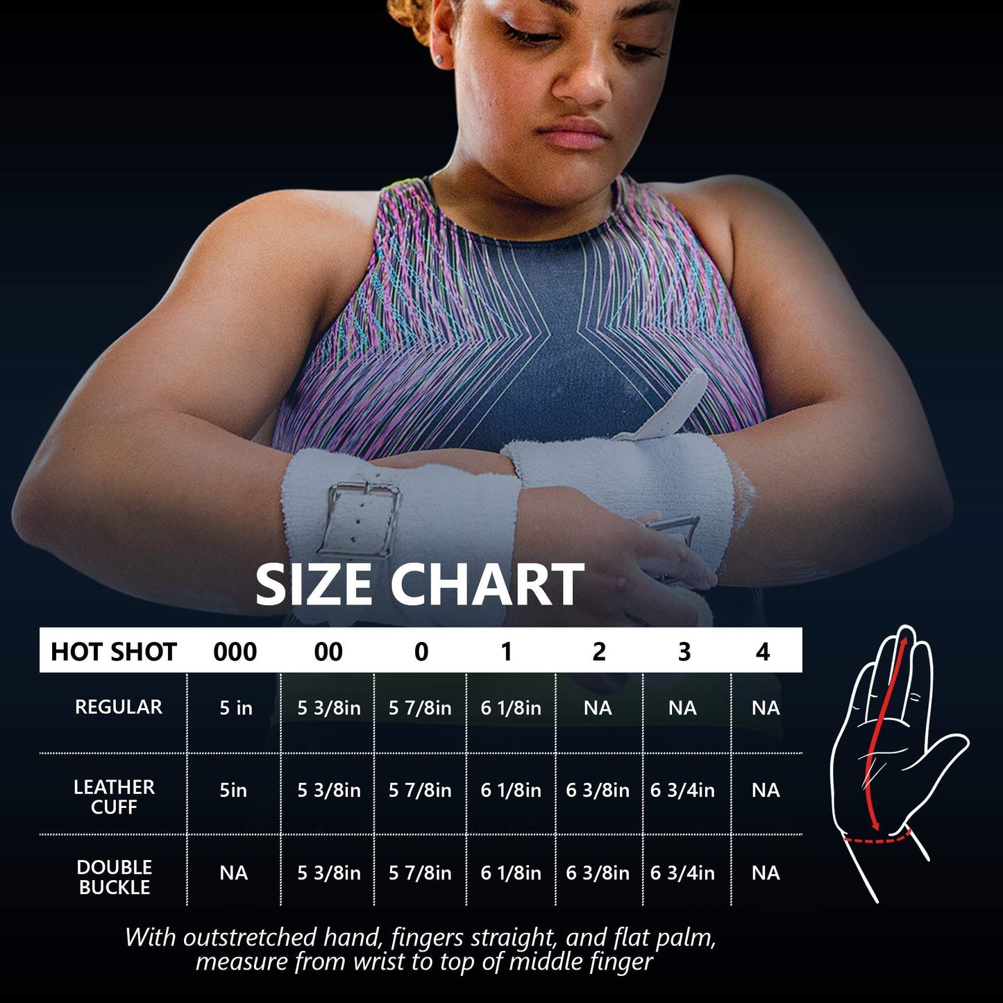 US Glove Women's Hot Shot Uneven Bar Gymnastics Grips - Made in USA, Double Buckle, Leather Equipment for Girls, Size 0 (5 7/8")