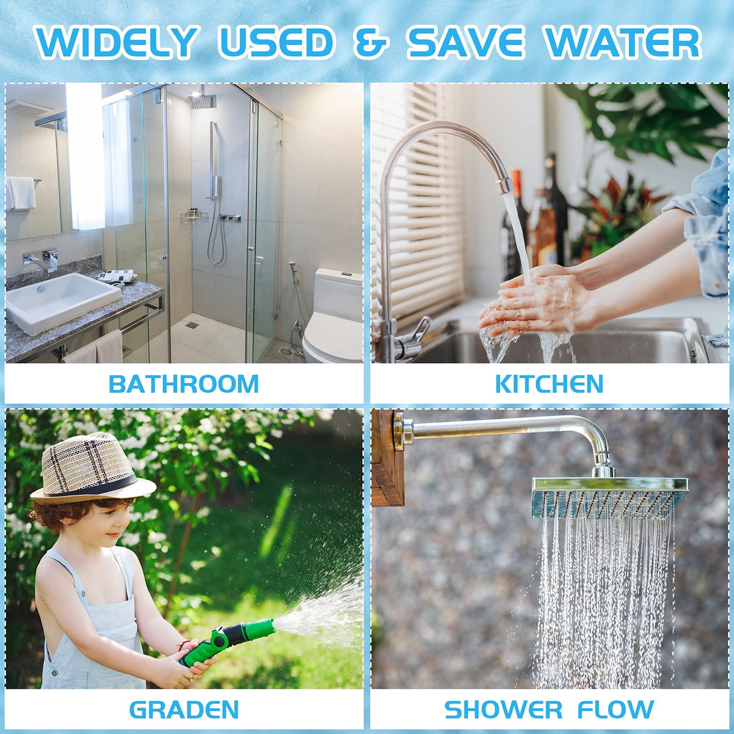 Honoson 7 Pcs Shower Flow Reducer Limiter Set 1/2 Inch Restrictor Control Valve for Fixed Handheld and Shower Head 1.2/1.5/1.8/2/ 2.2/2.5 Gpm