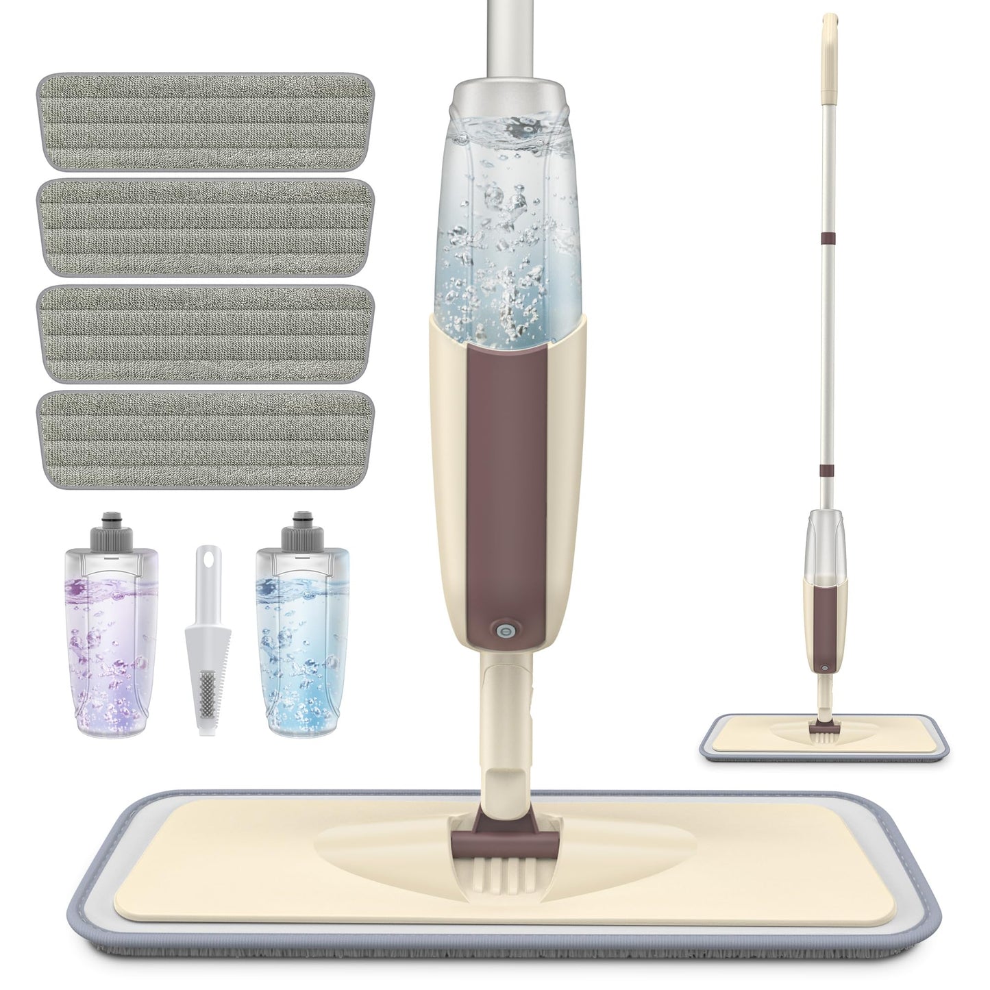 HOMTOYOU Spray Mop for Floor Cleaning: Wet Mop with 4 Washable Microfiber Pads and 2 Refillable Bottles for Hardwood Laminate Wood Vinyl Ceramic Tiles Home Kitchen