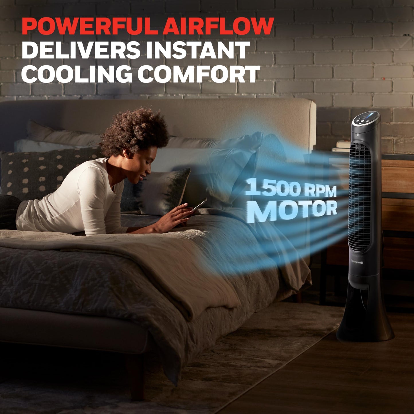 Honeywell QuietSet Whole Room Tower Fan-Black, Oscillating Tower Fan with Remote, HYF290B
