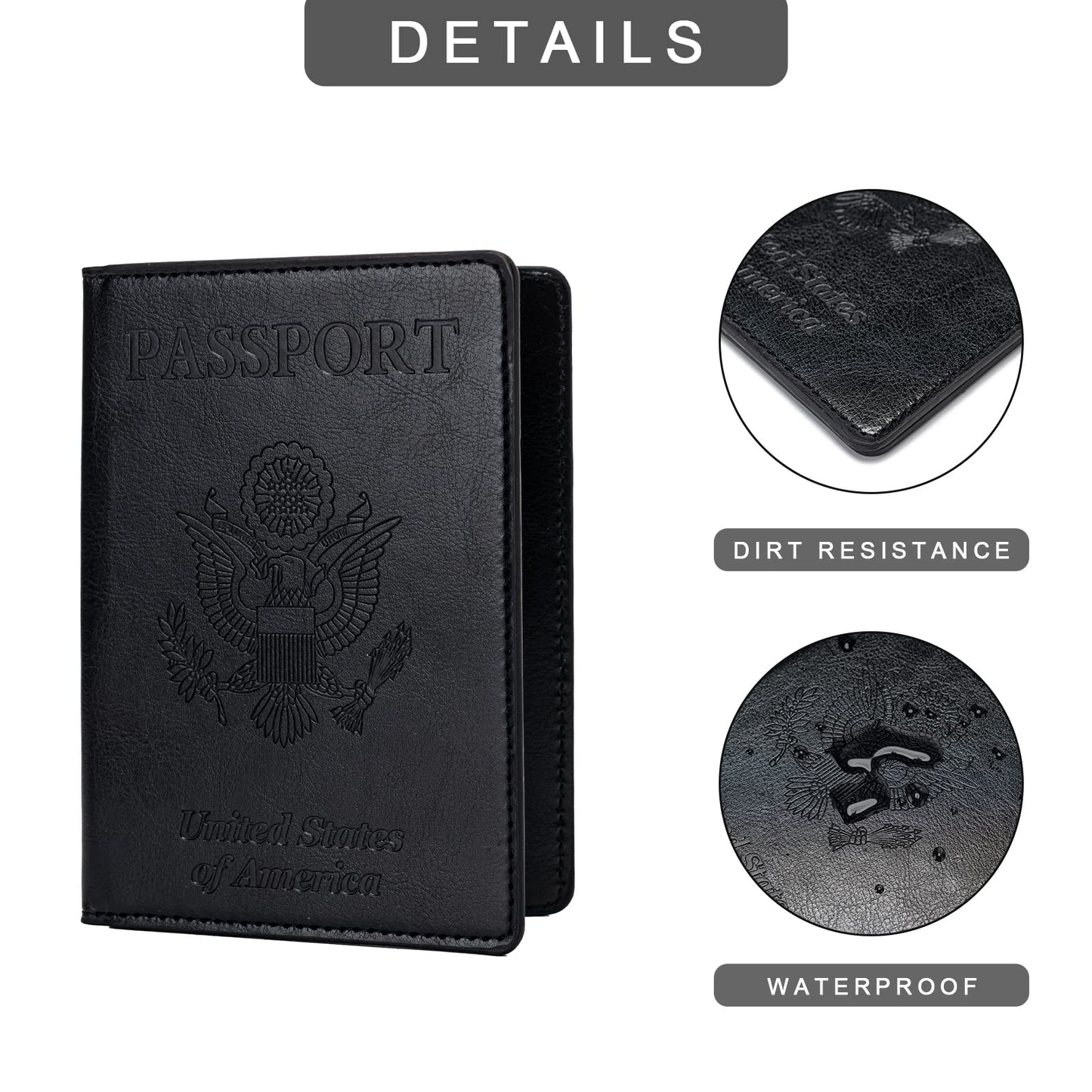 Honmein 2 Pcs Passport holders,Ultra Slim passport wallet,PU Leather Passport Cover for Women and Men
