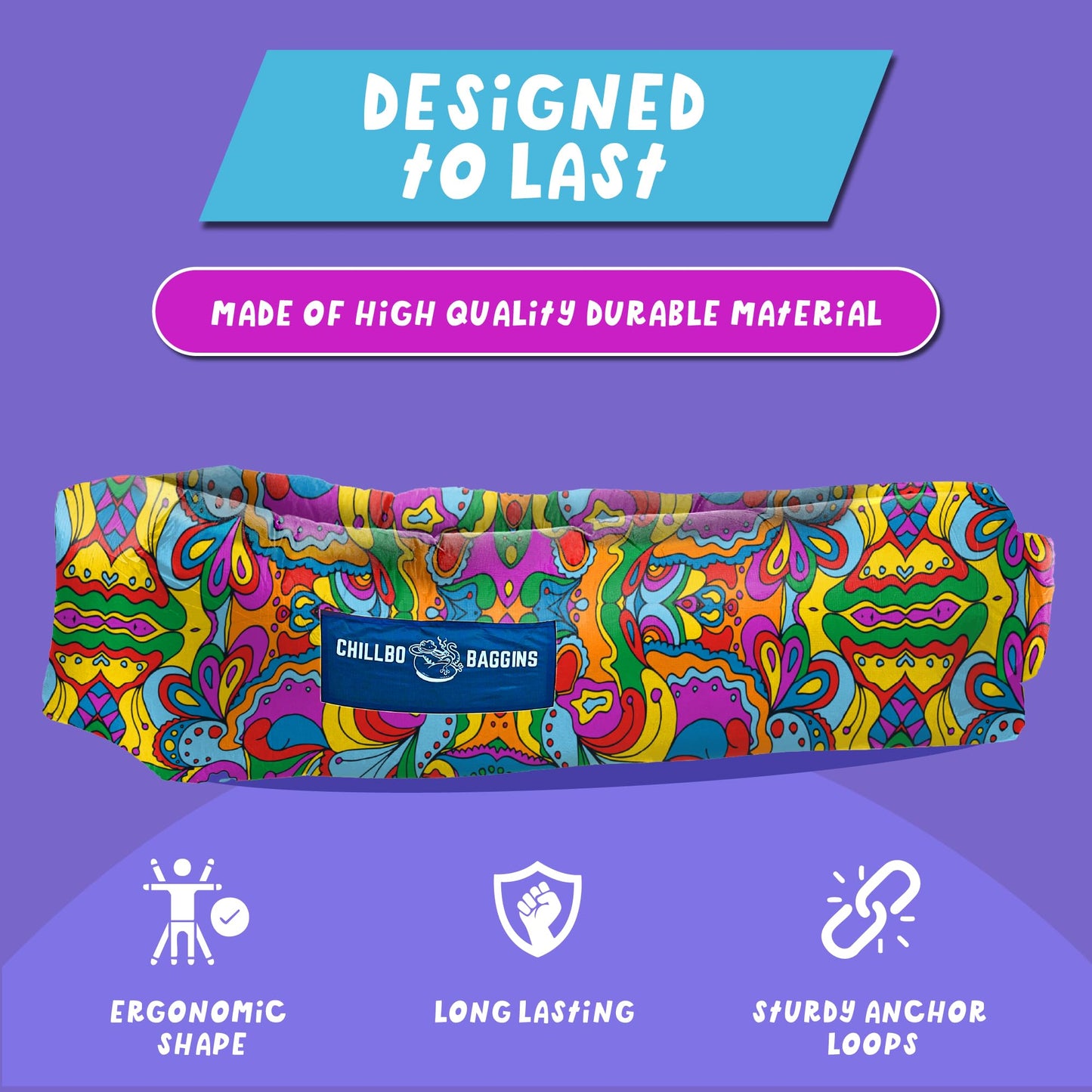 Chillbo Shwaggins Inflatable Couch – Cool Inflatable Lounger Easy Setup is Perfect for Beach Gear, Camping Fun and Festival Accessories.