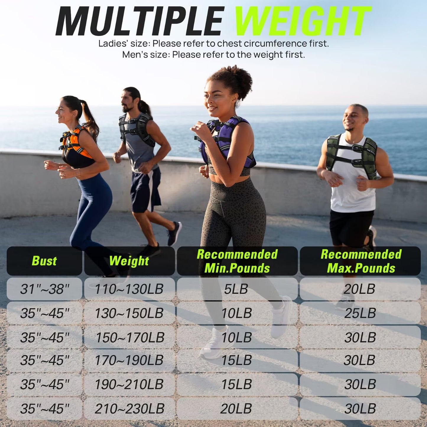 Weighted Vest Woman BeatBoost 25 lb Weight Vest with Ironsand for Walking Strength Training Running Workout Black
