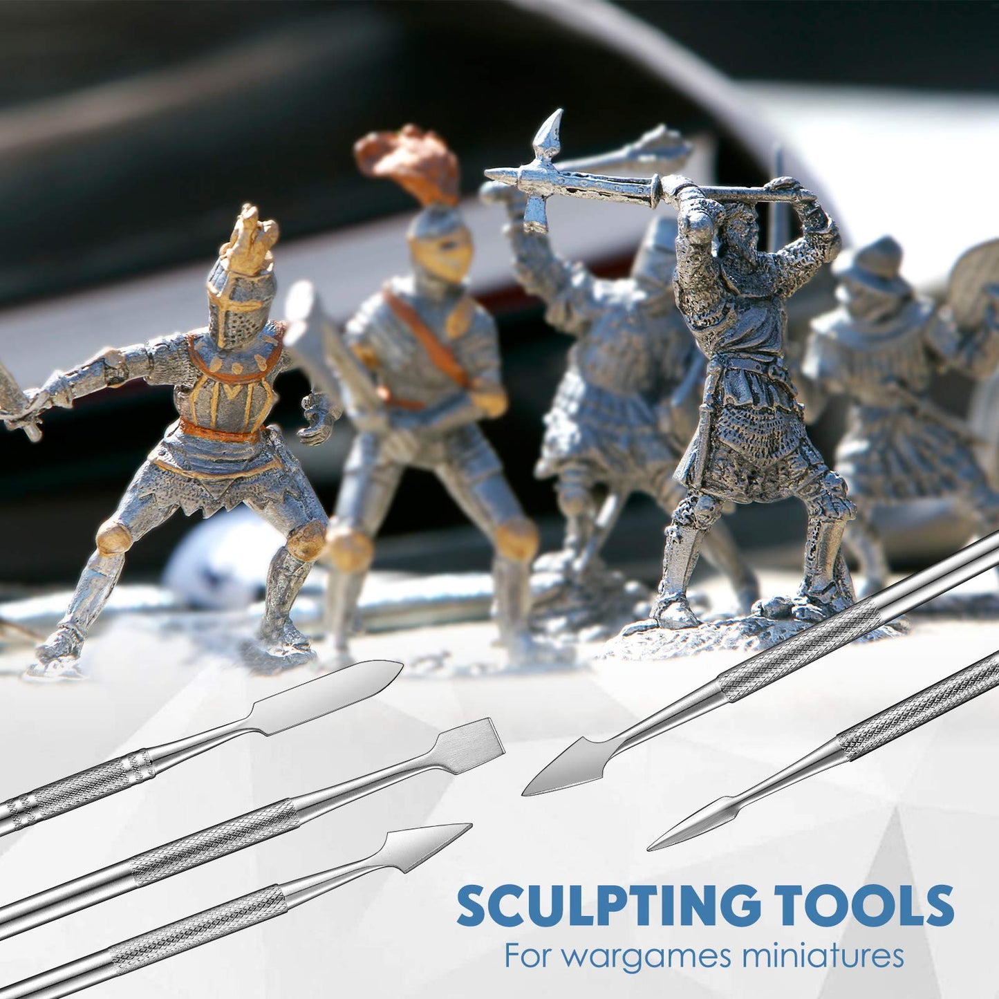 Honoson 5 Pcs Miniature Sculpting Tools Set Mini Stainless Steel Double-Headed Tool for Model and Convert Plastic, Resin and Metal Tabletop War Game Miniatures Models