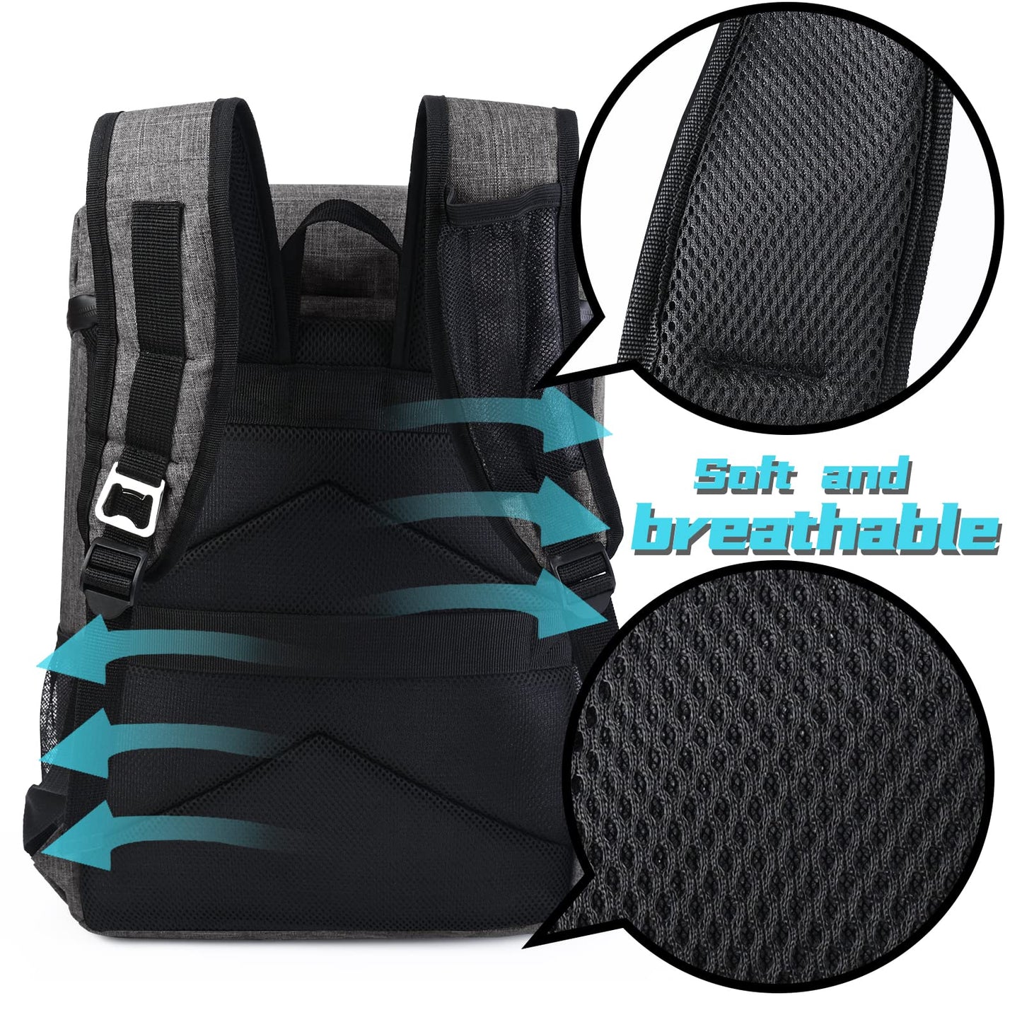 BAGLHER Lightweight Insulated Cooler Backpack - 30 Cans, Leak-Proof for Lunch, Picnic, Hiking, Camping, Beach, Park, Day Trips - Grey