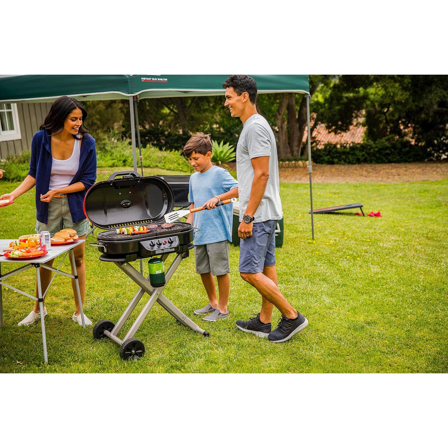 Coleman RoadTrip 285 Portable Stand-Up Propane Grill with 3 Adjustable Burners & Instastart Ignition, 20,000 BTUs of Power for Outdoor Cooking, Camping, Tailgating, Grilling, BBQs, & More