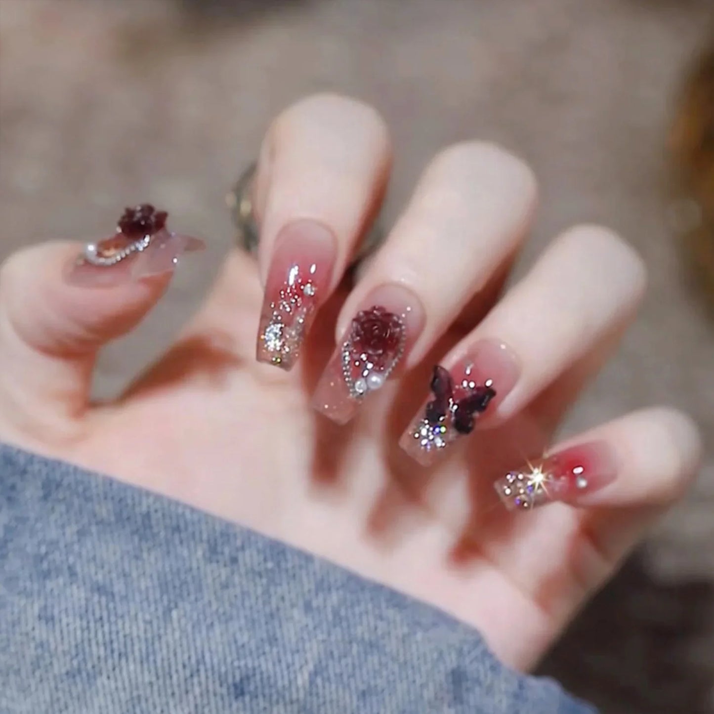 "24Pcs Cute Bow Press-On Nails"