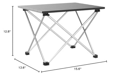 Grope Portable Camping Table with Aluminum Table Top, Folding Beach Table Easy to Carry, Prefect for Outdoor, Picnic, BBQ, Cooking, Festival, Beach, Home Use (Black-S)