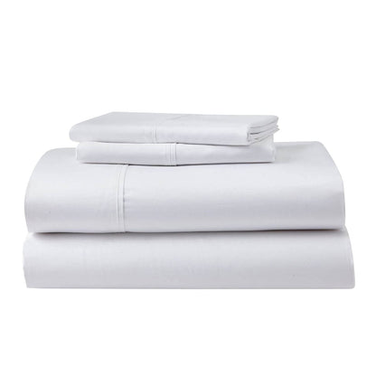 GhostBed Twin Cooling Supima Cotton and Tencel Luxury Sheet Set - Wrinkle Resistant with Deep Pockets, 3 Piece, White