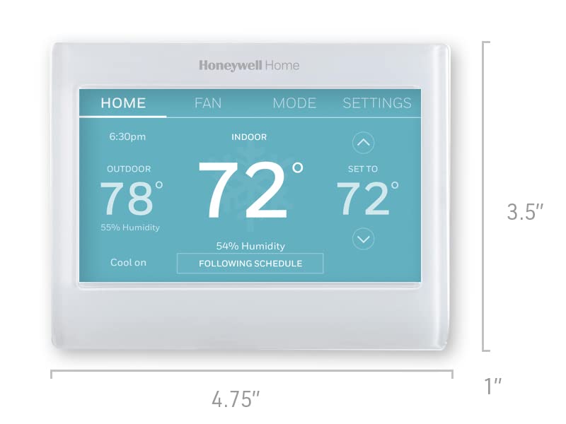 Honeywell Home Smart Color Wi-Fi Programmable Touch Screen Thermostat, Energy Star, Alexa Ready, White - C-Wire Required, Not Compatible with Line Volt Heating, RTH9600WF
