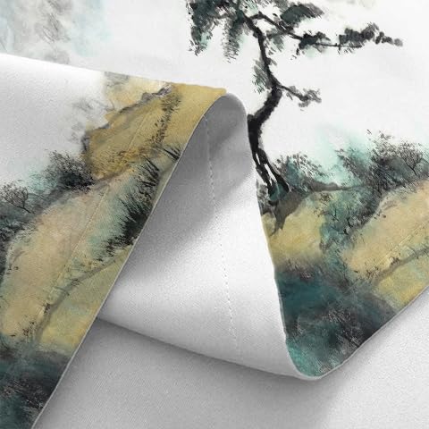 Bcsewcg Cherry Blossom Mountain Tapestry, Asian Nature Landscape Tapestries for Bedroom & Living Room Home Decor