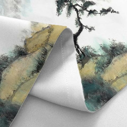 Bcsewcg Cherry Blossom Mountain Tapestry, Asian Nature Landscape Tapestries for Bedroom & Living Room Home Decor