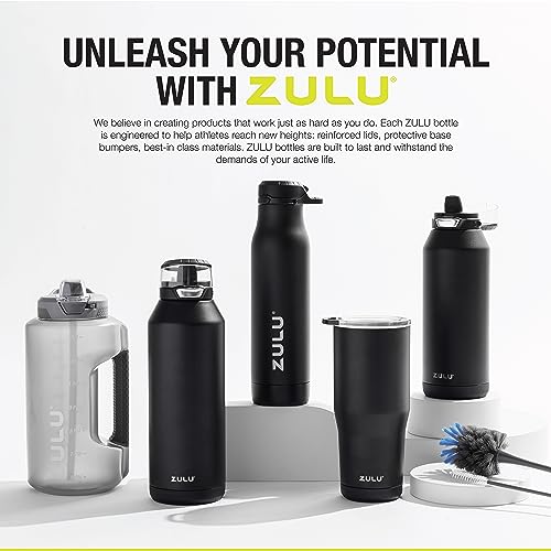 ZULU Torque 16oz Plastic Kids Water Bottle with Silicone Sleeve and Leak-Proof Locking Flip Lid, Soft Touch Carry Loop for School Backpack, Lunchbox, BPA-Free Dishwasher Safe, Mojo Blue