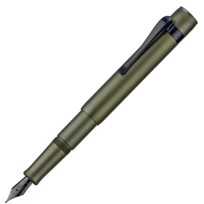 Hongdian M2 Black Forest Mini Fountain Pen, Extra Fine Soft Nib & Sleek Shape Aluminium Short Pocket Travel Pen (Army Green)