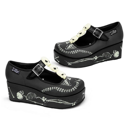 Hot Chocolate Design Chocolaticas Skeletons Under Your Bed Women's Mary Jane Platform Multicoloured HCD 39