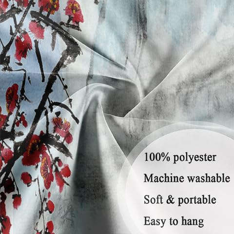 Bcsewcg Cherry Blossom Mountain Tapestry, Asian Nature Landscape Tapestries for Bedroom & Living Room Home Decor