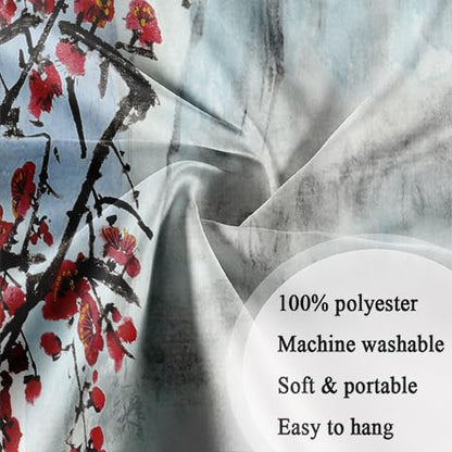 Bcsewcg Cherry Blossom Mountain Tapestry, Asian Nature Landscape Tapestries for Bedroom & Living Room Home Decor