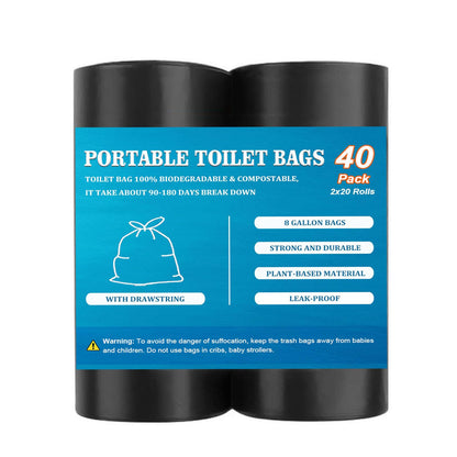 40 PCS Portable Toilet Bags with Drawstring, Biodegradable Porta Potty Bags - 8 Gallon Thickened Waste Bags Fit for 5 Gallon Bucket, Camping Poop Bag, Trash Bags for Home Boating Travel Outdoor