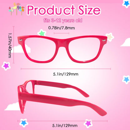 SUNOVELTIES 12 Pack Kids NO LENS Ultralight Square Costume Frame Glasses Neon Color Party Favors for Boys Girls Daily Outfit Accessories
