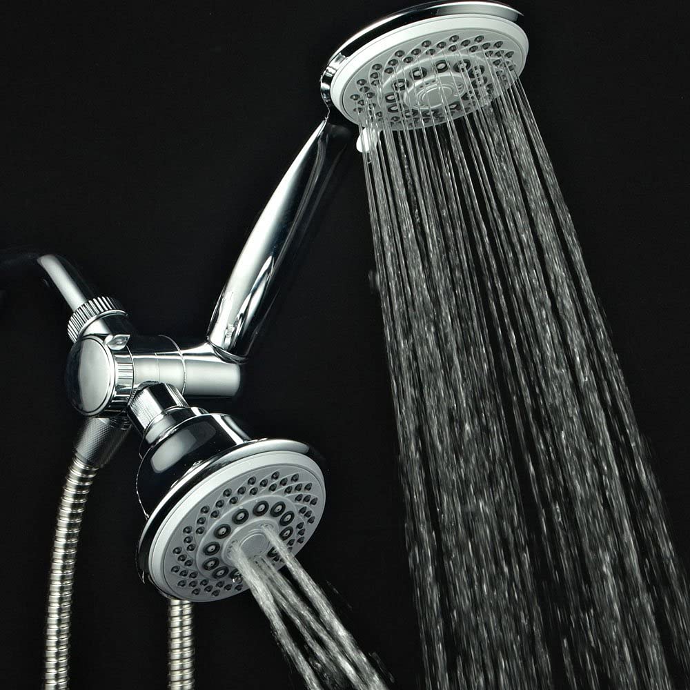 Hotel Spa AquaStorm 30-Setting SpiralFlo 3-Way High Pressure Luxury Shower Head/Handheld Showerhead Combo with Water Saving Economy Mode/Chrome