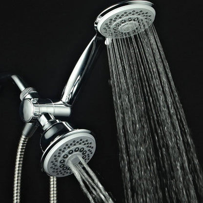 Hotel Spa AquaStorm 30-Setting SpiralFlo 3-Way High Pressure Luxury Shower Head/Handheld Showerhead Combo with Water Saving Economy Mode/Chrome