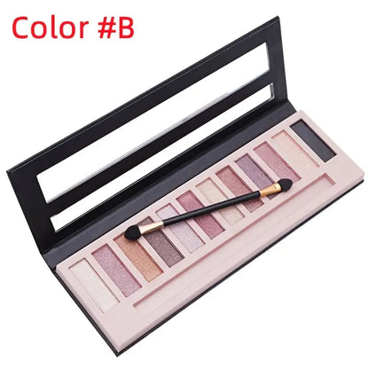12 Colors Makeup Smoky Eyeshadow Palette Natural Nude Matte Shimmer Glitter Pigment Eye Shadow Pallete Set Black Eye Shadow Halloween Make Up for Women (Color E Smokey)