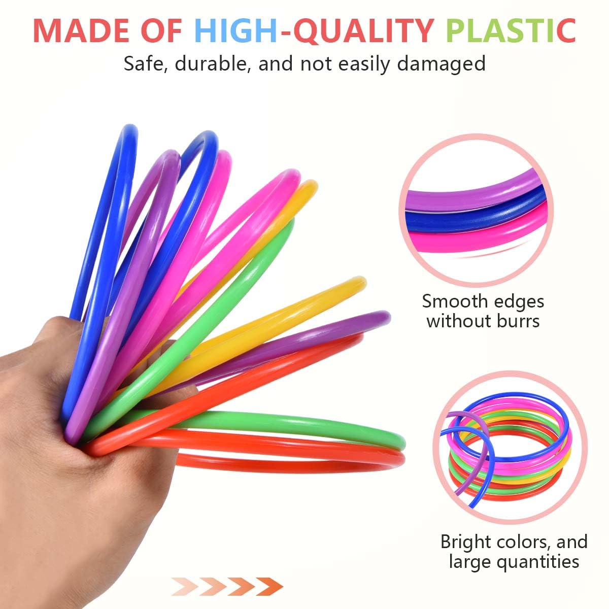 OBTANIM 12 Pcs Plastic Ring Toss Game for Kids and Outdoor Toss Rings for Speed and Agility Practice Game, Random Colors