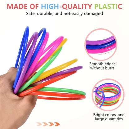 OBTANIM 12 Pcs Plastic Ring Toss Game for Kids and Outdoor Toss Rings for Speed and Agility Practice Game, Random Colors