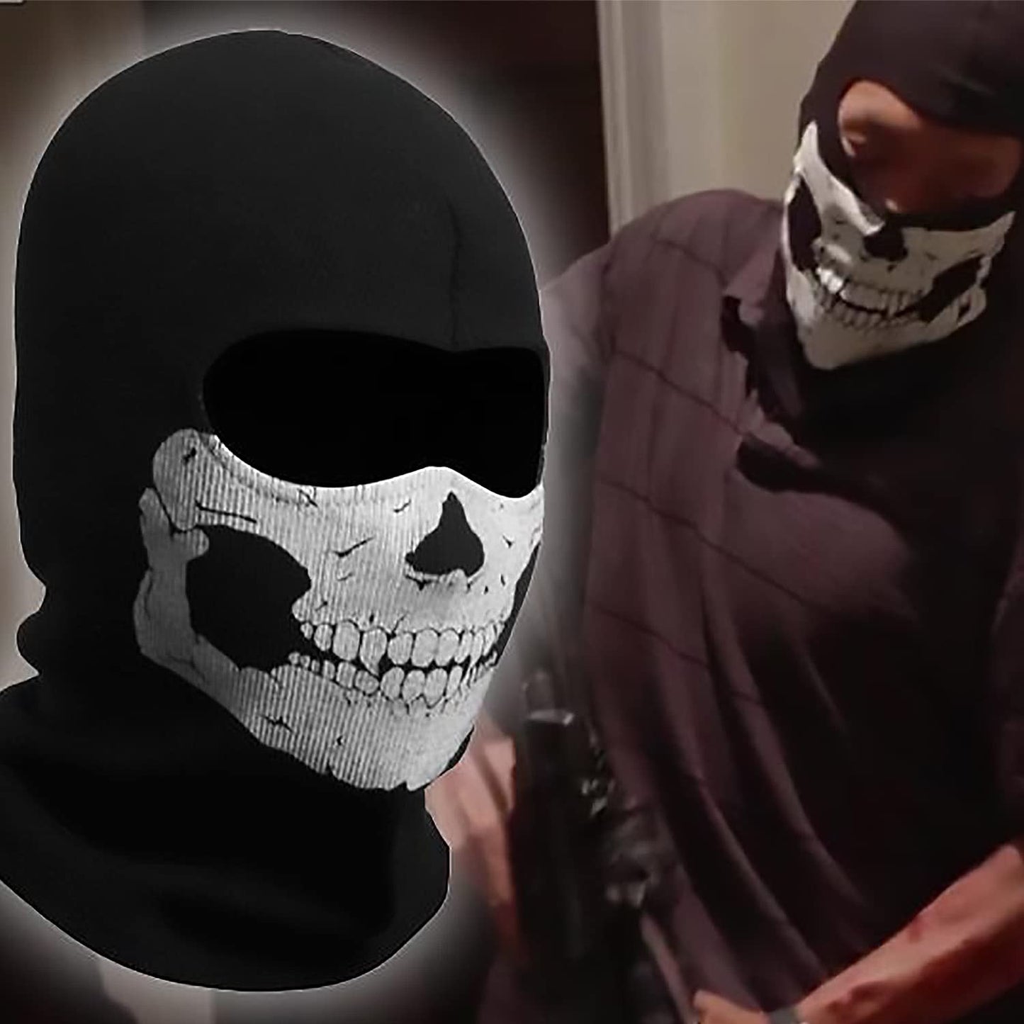 WTACTFUL 3D Ghost Face Mask Scary Skull Skeleton Scary Balaclava Face Mask Headwear Cosply Costume Halloween Party