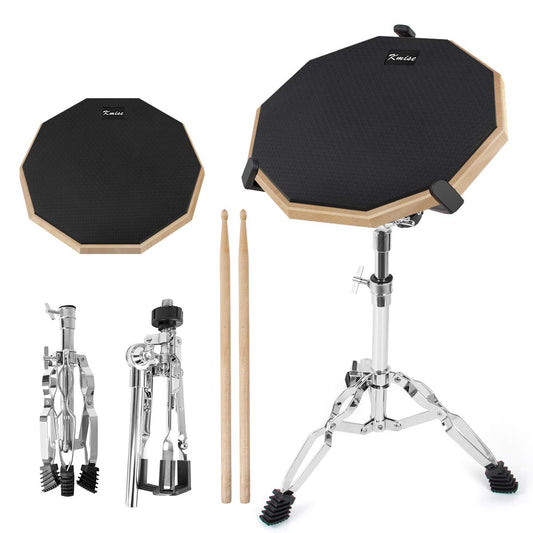 Horse Practice Drum Pad, 12 Inch Double Sided Exercise Drumming Pads Kit Set, Adjustable Height 23-31 Inch Snare Drum Stand Devices, Drum Sticks Drumsticks for Professional Beginner Adult Drummer