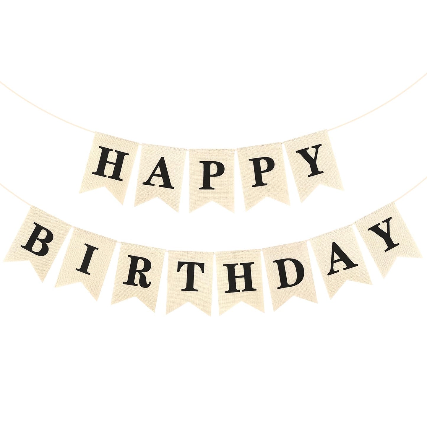 Hooqict Burlap Happy Birthday Banner Sign for Backdrop Black Birthday Decorations for Men Women Kids 1st 2nd 3rd Party Banner Wall Door Garland Bunting Flag