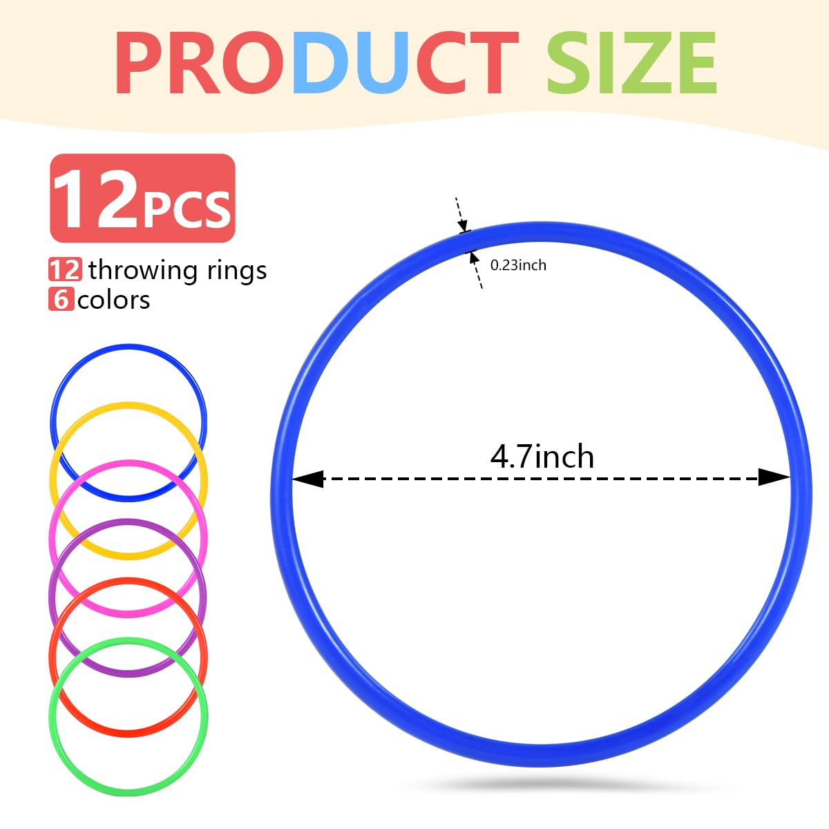 OBTANIM 12 Pcs Plastic Ring Toss Game for Kids and Outdoor Toss Rings for Speed and Agility Practice Game, Random Colors