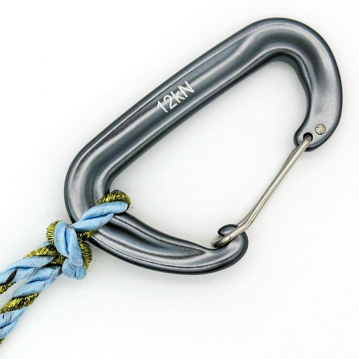 Outmate 12kN 3.2"x2" Heavy-Duty Carabiner Clips - Durable, Lightweight Aluminum Alloy Carabiners for Hiking, Camping, Keychains, Dog Leashes, Hammocks & More(Wire gate,2 Gray)