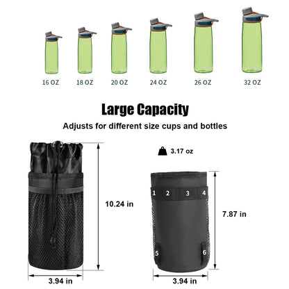 Caudblor Bike Water Bottle Holder Bag for Kid Adult, Insulated Bicycle Coffee Cup Holders with Phone Storage, Black Handlebar Drink/Beverage Container for Walker/Cruiser/Exercise/Mountain Bike