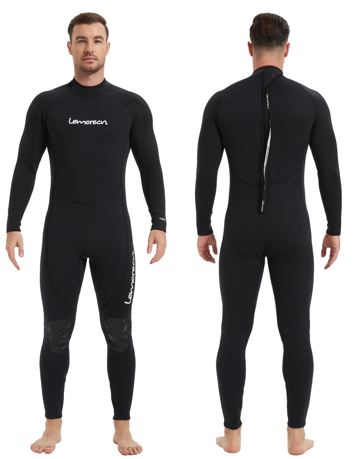 Lemorecn Mens Wetsuits Jumpsuit Neoprene 3/2mm Full Body Diving Suit (3031black-3XL)