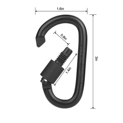 Locking Carabiner Clip, Vonpri 3 Inch D Ring Clips Spring Snap Key Chain Hook Screw Gate Aluminum Carabiners for Outdoor Travel Camping Fishing Hiking Backpack (Black 8pcs)