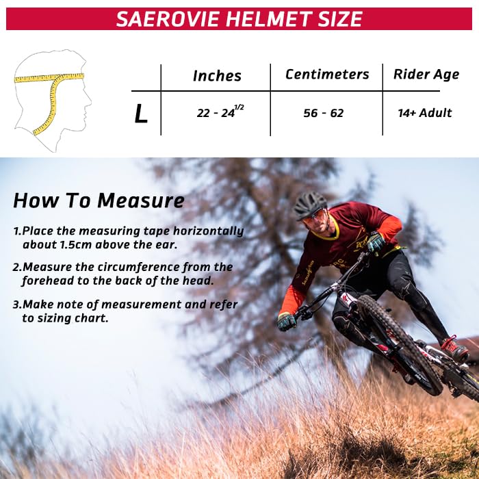 SAEROVIE Adult Bike Helmet, Mountain and Road Bicycle Helmets with Visor, Lightweight Breathable and 56 to 62 cm Adjustable Cycling Riding Helmets for Mens and Womens