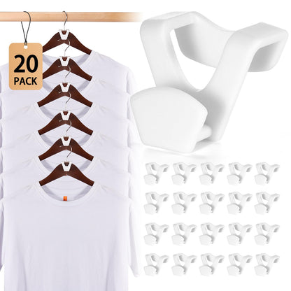 HOUSE DAY Space Saving Hangers 20 Pack, Clothes Hanger Connector Hooks, Heavy Duty Closet Space Saver, Small Space Solutions, Cascading Dorm Room Closet Organizer and Storage - White